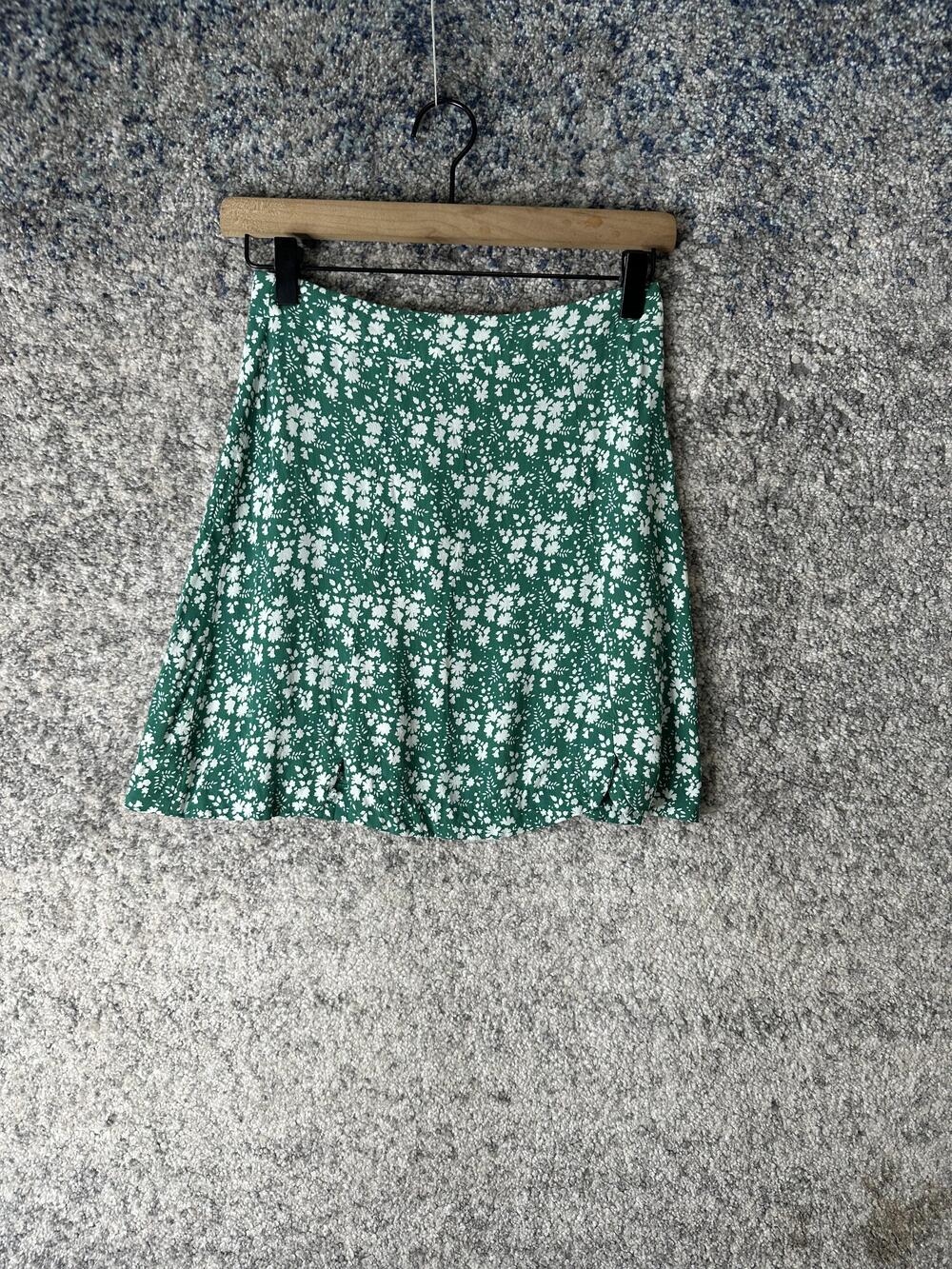 For Love & Lemons Skirt Womens Small Green Floral Mini Back Zip A-Line Boho